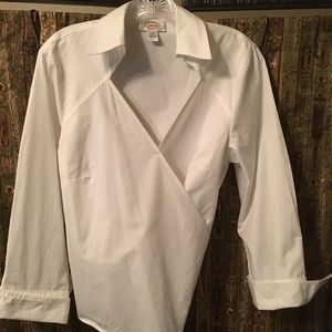 Talbot's White Cotton Wrap Blouse size 14